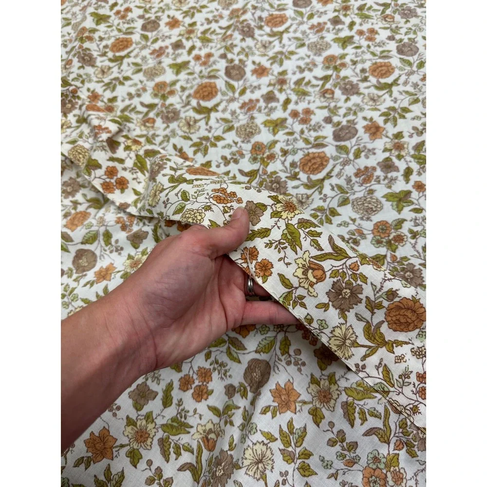 Vintage 70s Tastemaker Earthy Floral Twin Sheet Set Boho Cottagecore